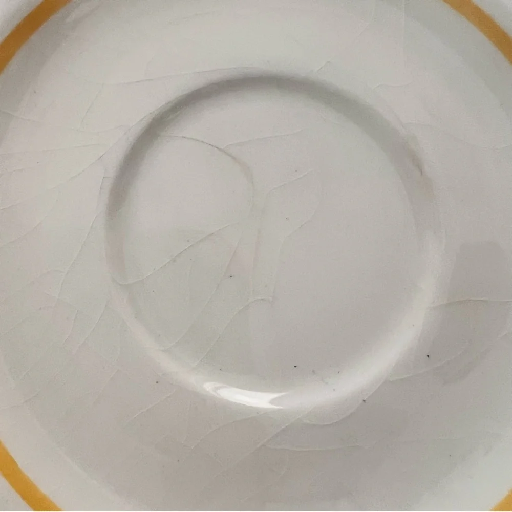 Rare‎ 5 PCs Italian Mid-Century Blue Yellow Geometric Saucers By Lillian Vernon
